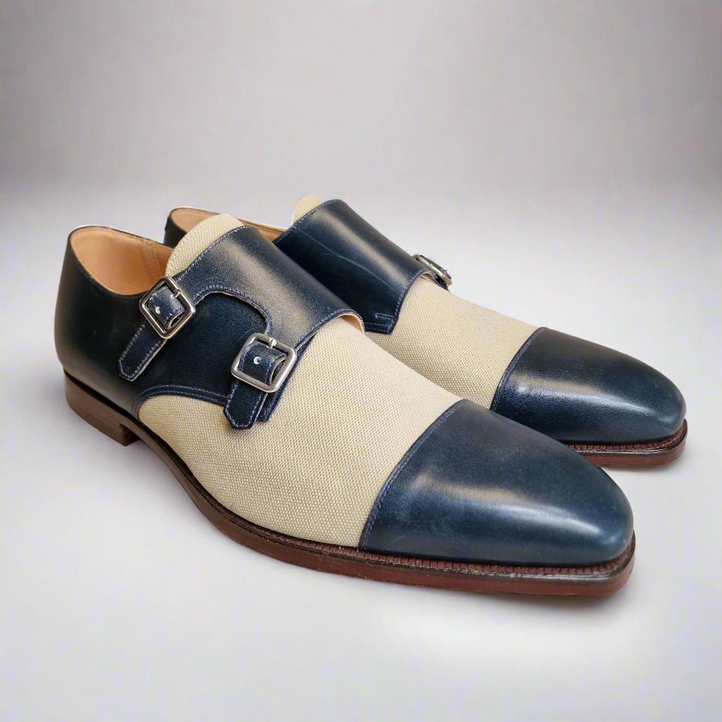 Ebury Navy Calf & Stone Canvas (8,5E) Crockett & Jones - Hammargruppen
