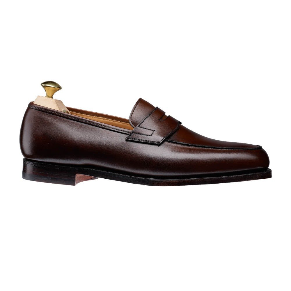 Grantham 2 Penny Loafer, Dark Brown Burnished Calf, Crockett & Jones - Hammargruppen