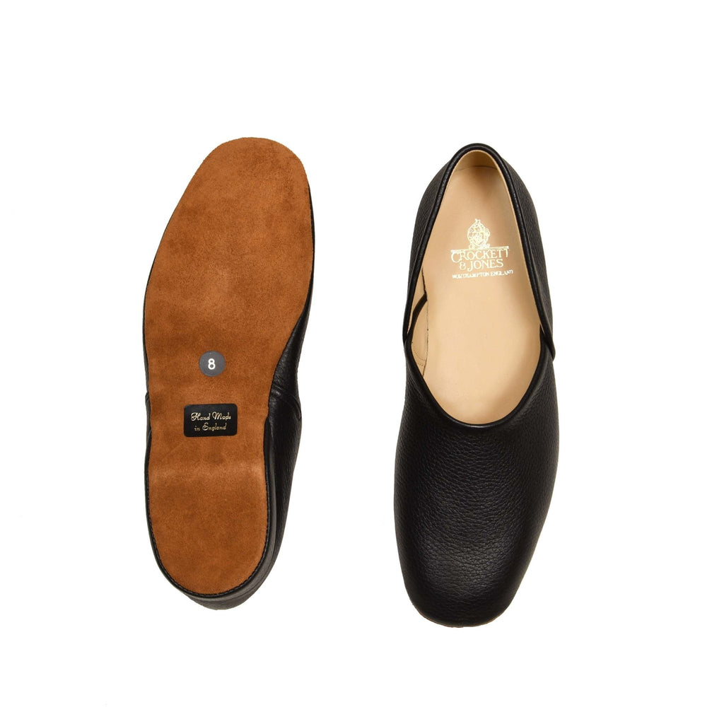 Grecian Slipper Black Deer Calf, Crockett & Jones - Hammargruppen