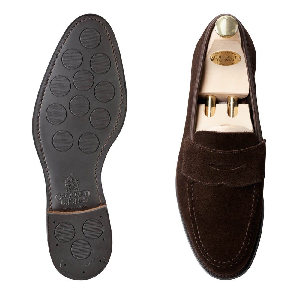 Harvard 2 Penny Loafer, Dark Brown Suede ‘City’ Crockett & Jones - Hammargruppen